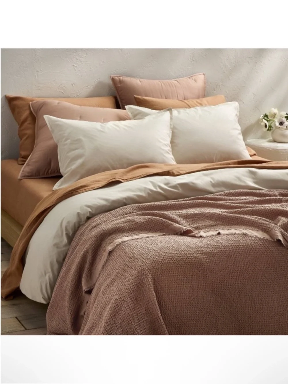 NWT Full/Queen Textured Waffle Coverlet Brown - Casaluna